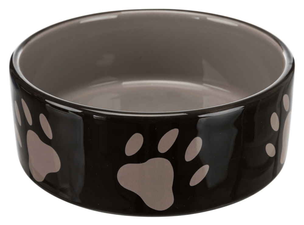 Трикси Миска керамическая Лапка с рисунком для собак и кошек, бежевая/коричневая, в ассортименте, Trixie