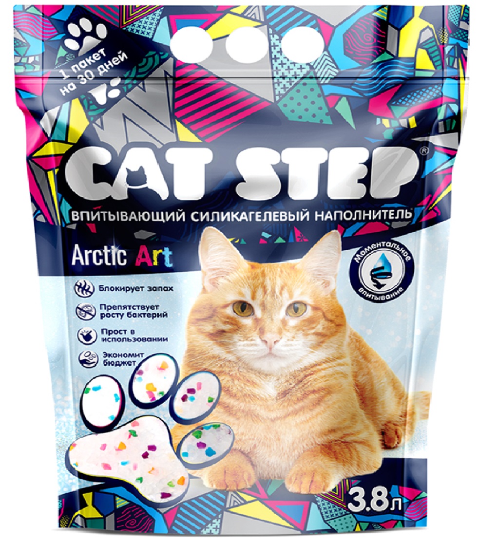 Кет Степ Наполнитель силикагелевый Cat Step Arctic, в ассортименте, 3,8 л
