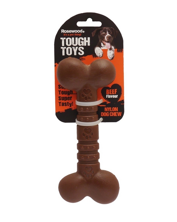Роузвуд Игрушка Tough Toys Beef Кость коричневая с ароматом говядины, в ассортименте, Rosewood