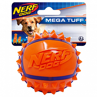 Нёрф Игрушка Мяч из термопластичной резины с шипами для собак, 9 см, синий/оранжевый, Nerf