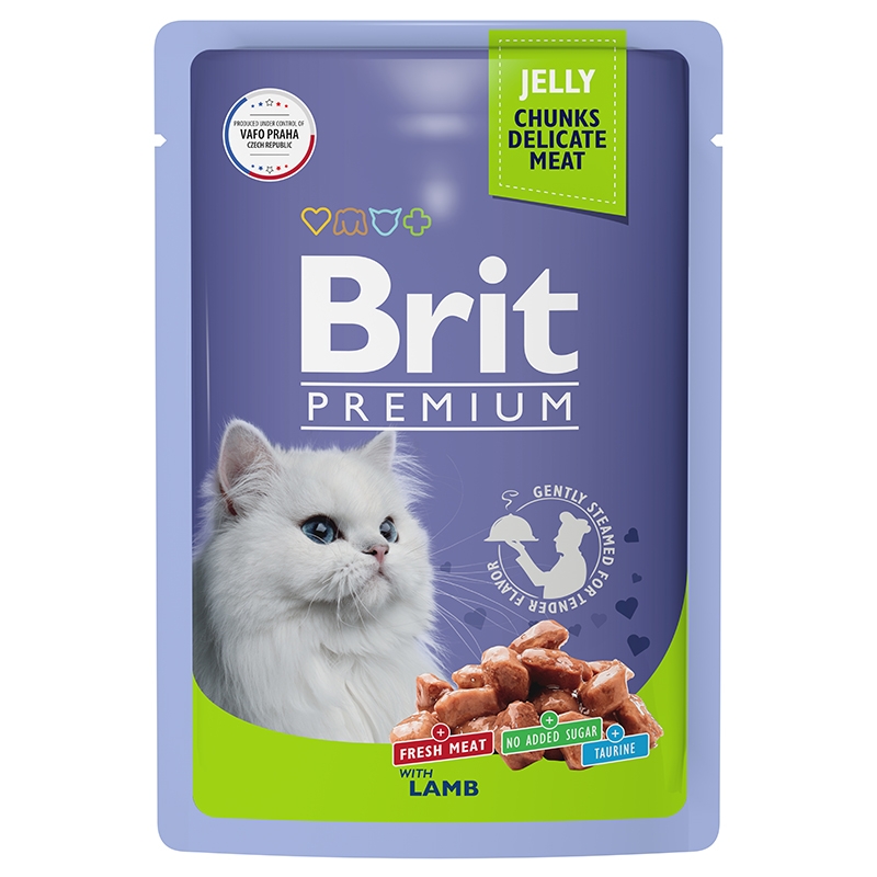 Брит Паучи Premium Jelly для кошек, кусочки в желе, 14*85 г, в ассортименте, Brit 