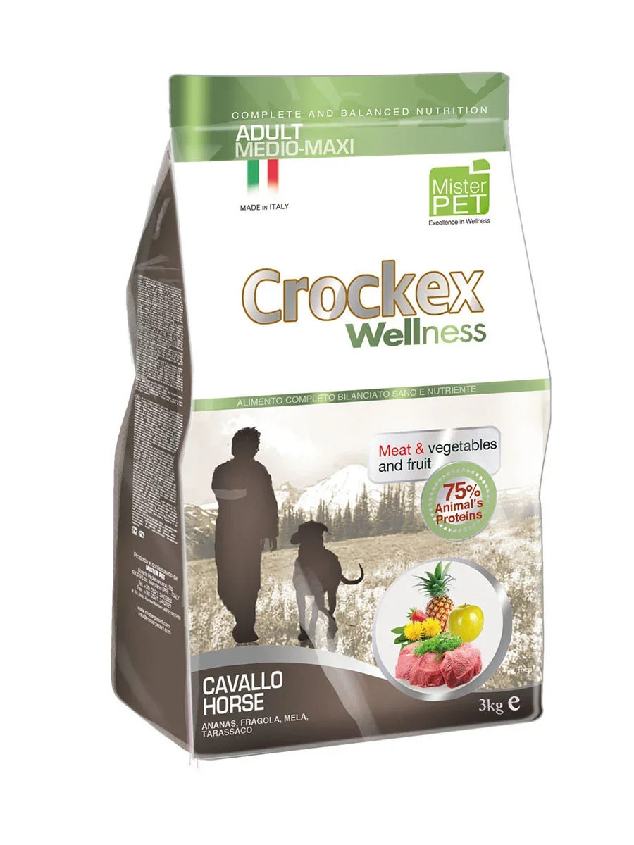 Крокекс Корм Cavallo Horse для собак средних и крупных пород, Конина/Рис, в ассортименте, Crockex Wellness