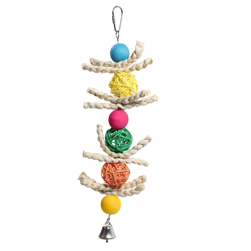 Триол Игрушка-подвеска для птиц Шарики с косичками, 30/33*10 см, разноцветный, Triol