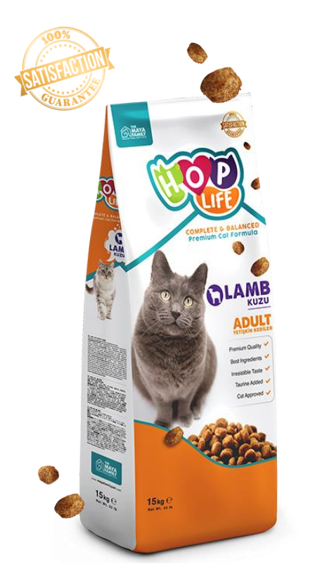 Хоп Лайф Корм Adult премиум-класса для кошек, Ягненок, 15 кг, Hop Life