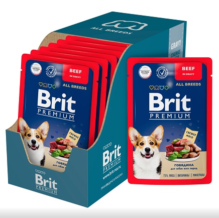 Паучи Брит Premium для взрослых собак всех пород, 14*85г, в ассортименте, Brit