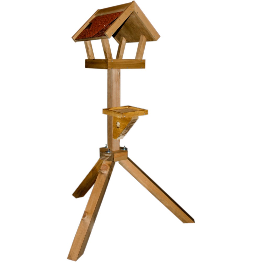ПарротсЛаб Кормушка деревянная с подставкой для птиц и грызунов, 34*35,5*34 см, высота 121 см, ParrotsLab