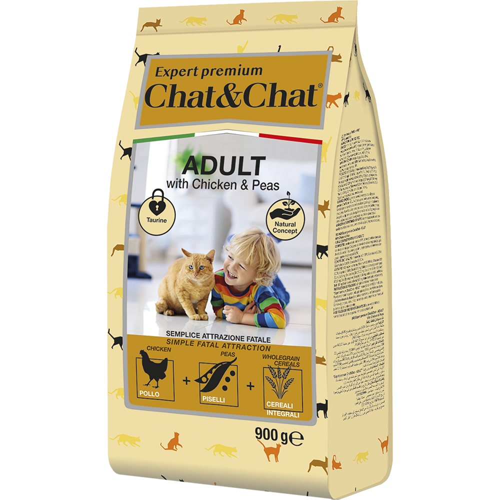 Чат Чат Эксперт Корм Premium Adult для кошек, Курица/Горох, в ассортименте, Chat&Chat Expert