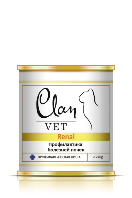 Клан Консервы Vet Renal для кошек, профилактика болезней почек, 12*240 г, Clan