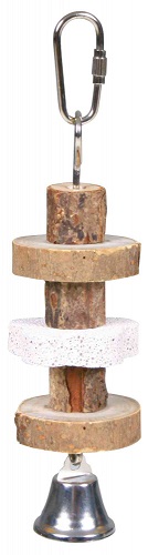 Трикси Игрушка для мелких и средних птиц с колокольчиком, 16 см, дерево, Trixie 