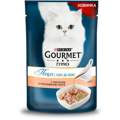 Паучи Gourmet Perle для кошек Соус Де-люкс, 24*85 г, в ассортименте, Gourmet