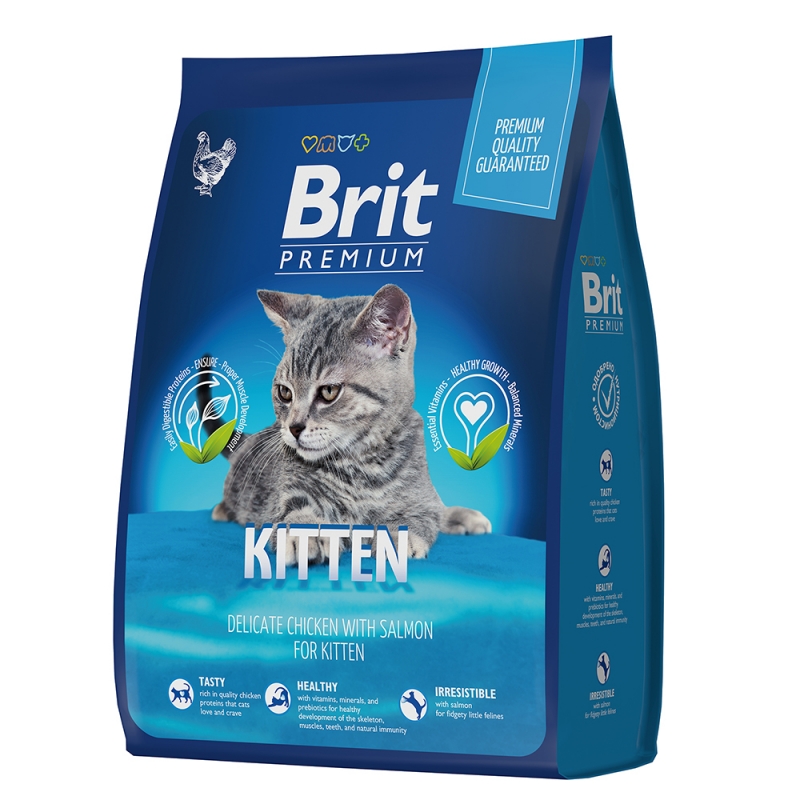 Брит Корм Premium Cat Kitten премиум-класса для котят, Курица, в ассортименте, Brit