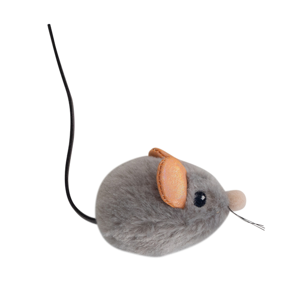 Петстейджес Игрушка для кошек Мышка со звуком на батарейках, с кошачьей мятой, 4 см, серый, Petstages
