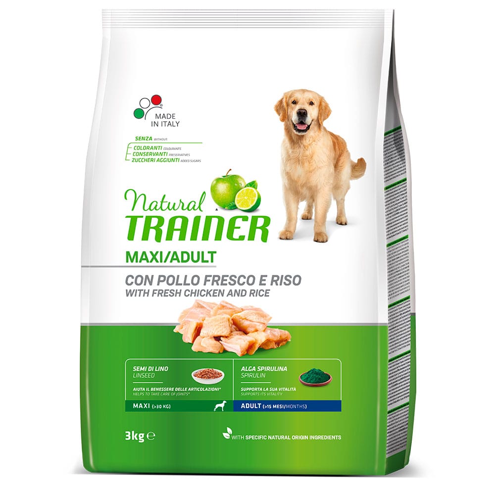 Трейнер Корм для собак крупных пород Курица/Рис, Natural Maxi Adult Chicken/Rice, в ассортименте, Trainer