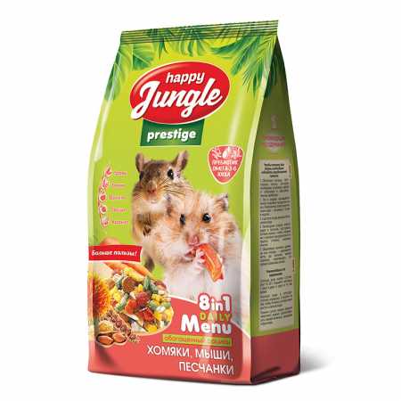 Хэппи Джангл Корм Престиж для хомяков, мышей, песчанок, 500 г, Happy Jungle