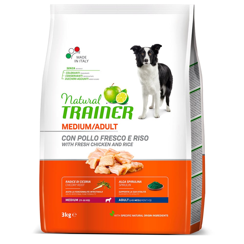 Трейнер Корм для собак средних пород Курица/Рис, Natural Medium Adult Chicken/Rice, в ассортименте, Trainer