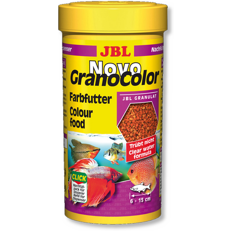 JBL Основной корм NovoGranoColor для яркого окраса средних и крупных аквариумных рыб, гранулы, 250 мл/118 г