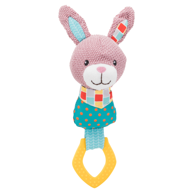 Трикси Игрушка Кролик с кольцом Junior с пищалкой, 23 см, полиэстер, Trixie