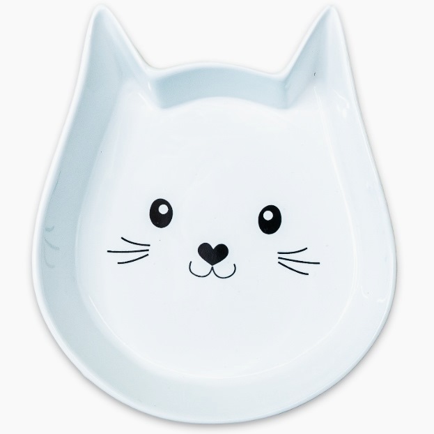 КерамикАрт Миска керамическая Мордочка кошки, 200 мл, 15*13*3 см, белая, KeramikArt