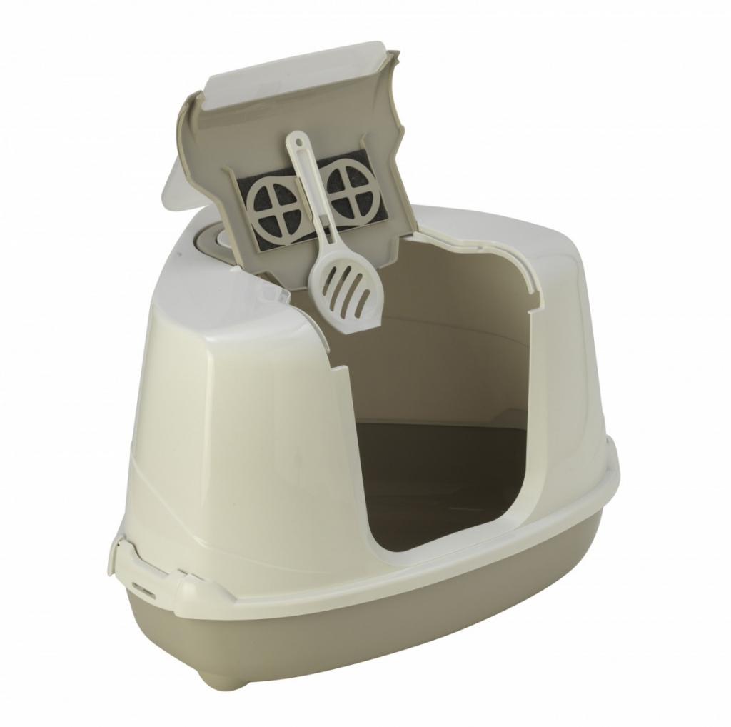 Модерна Туалет-бокс угловой Flip Corner с фильтром и совком для кошек, 55*45*38 см, в ассортименте, Moderna