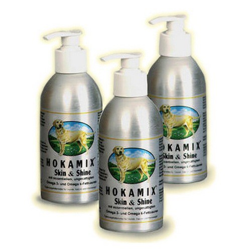 ВРЕМЕННО НЕТ В НАЛИЧИИ Хокамикс Масло Skin Shine для внутреннего применения для собак, улучшает кожу и шерсть, 250 мл, Hokamix