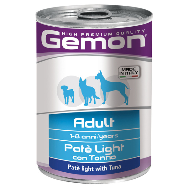 Джемон Консервы для собак Dog Light, облегченный паштет тунец, 400 гр, Gemon