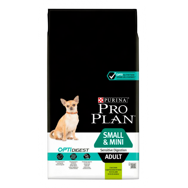Корм Про План Adult Small/Mini Sensitive Digestion с комплексом OPTIDIGEST для собак мелких и карликовых пород с чувствительным пищеварением, Ягненок, в ассортименте, Pro Plan