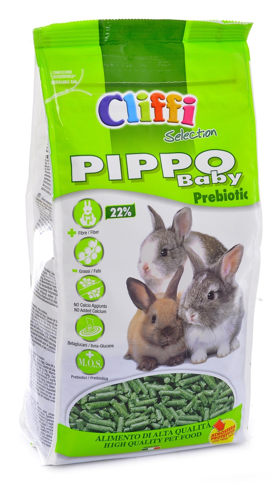 ВРЕМЕННО НЕТ В НАЛИЧИИ  Клиффи Корм Pippo Baby Prebiotic Selection для крольчат и молодых кроликов с пребиотиком, серия SELECTION, 900 г, Cliffi 