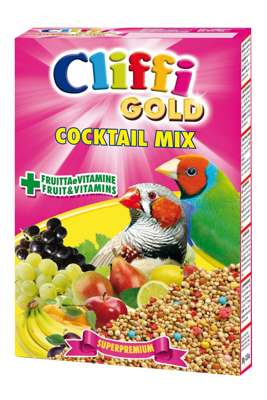 Клиффи Коктейль для экзотических птиц: зерна, злаки, фрукты, овощи, Cocktail Mix Esotici, 300 г, Cliffi