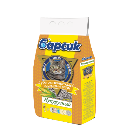 Барсик Гранулированный кукурузный наполнитель для кошек, 4,54 л (2,43 кг)
