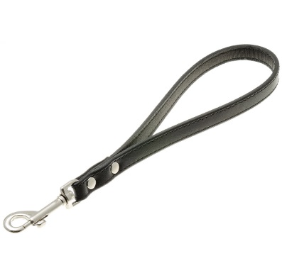 ПетЛайн Водилка-ручка кожаная, черная, хромированный карабин, длина 30 см, в ассортименте, PetLine