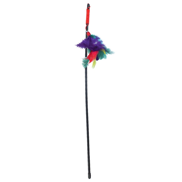 Триол Удочка-дразнилка Радужные перья на веревке, палочка 50 см, перья 8 см, Triol