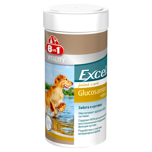 8в1 Эксель Глюкозамин с МСМ для собак, 55 таб., 8in1 Excel