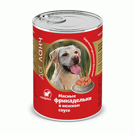 ДогЛанч Консервы Фрикадельки в нежном соусе для собак, в ассортименте, 6*850 г, Dog Lunch