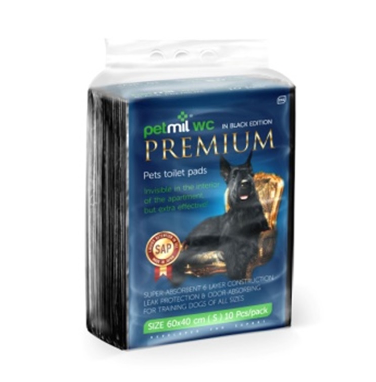 Петмил Впитывающие подстилки-пеленки черные с суперабсорбентом Premium Black, в ассортименте, Petmil WC