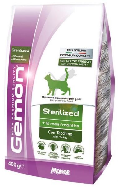 Джемон Корм Sterilized для стерилизованных кошек, Индейка, в ассортименте, Gemon