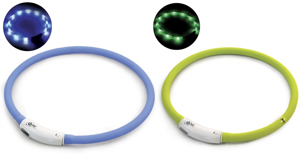 Триол Светящийся ошейник-кольцо с USB зарядкой силиконовый для собак, в ассортименте, диаметр 1 см, Triol