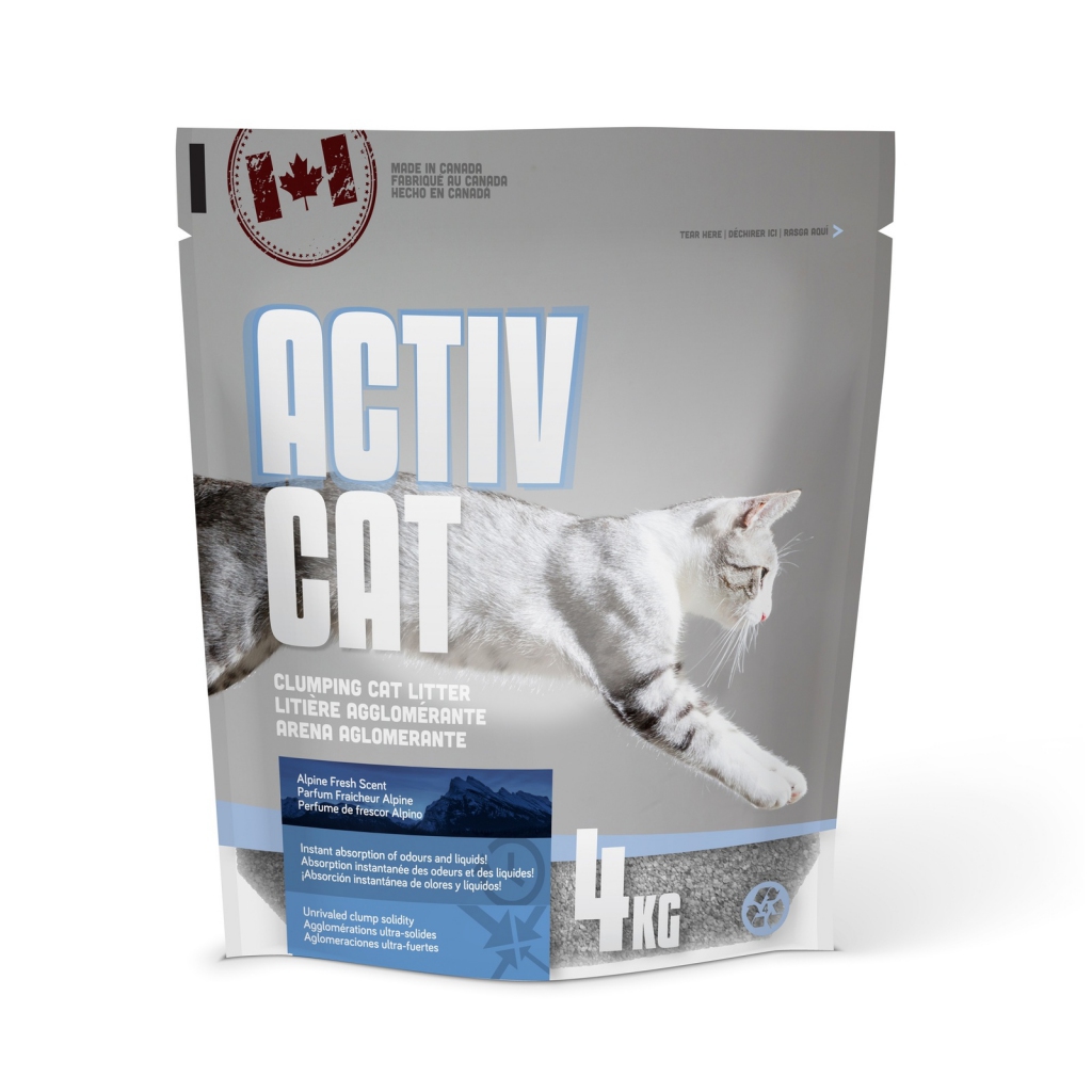Канада Литтер Комкующийся наполнитель ActivCat Scoopable Litter для кошачьих туалетов, аромат альпийской свежести, 4 кг, Canada Litter