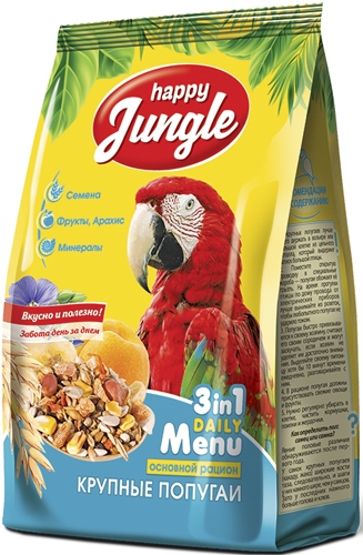 Хэппи Джангл Корм J106 для крупных попугаев, 500 г, Happy Jungle