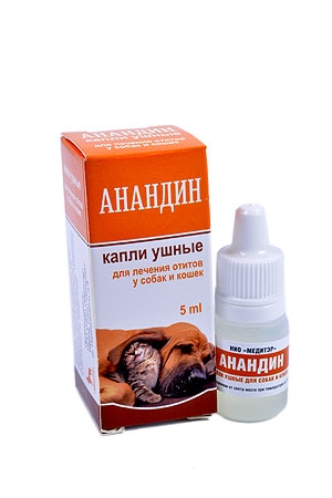 Анандин Капли ушные для лечения отитов у собак и кошек, 5 мл