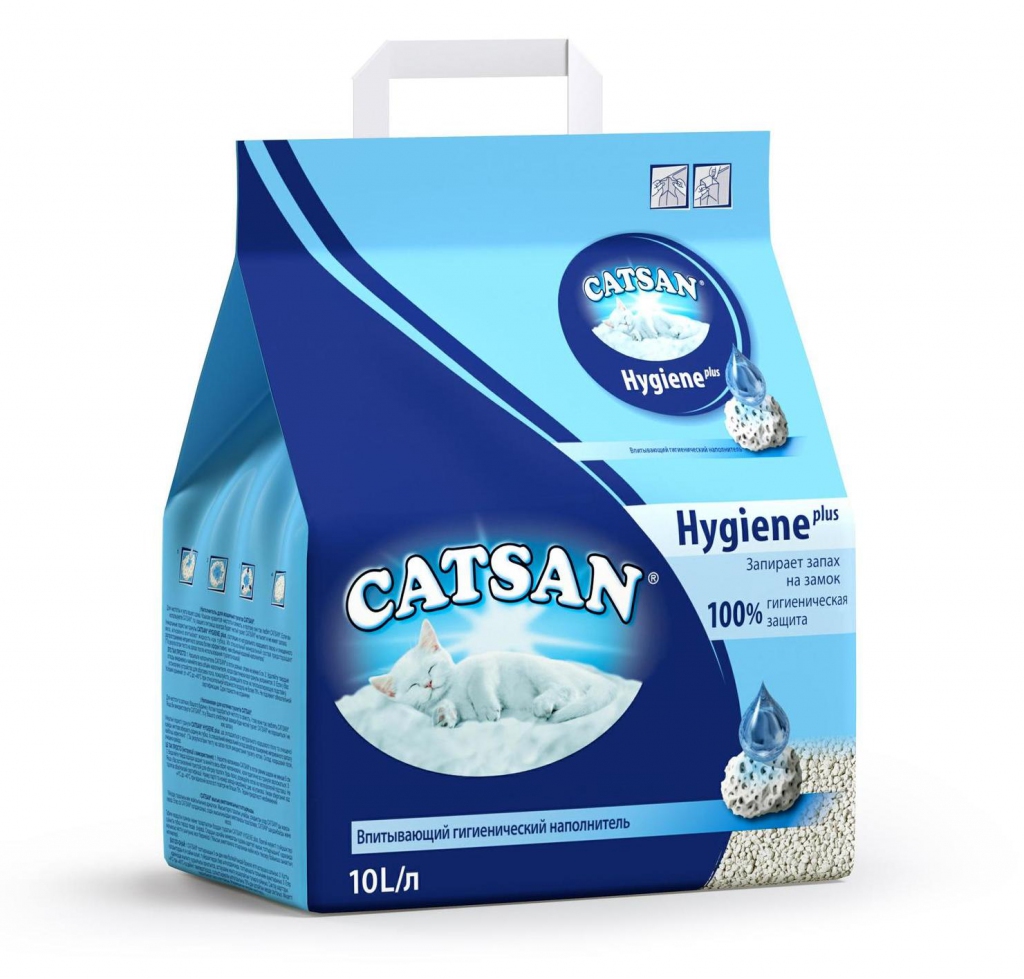 Катсан Наполнитель гигиенический Hugiene Plus впитывающий минеральный, 10 л, Catsan