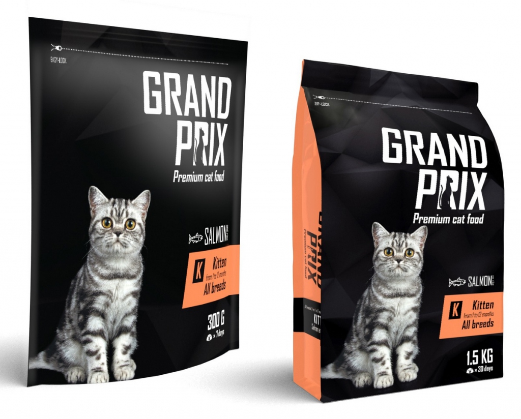Гранд Прикс Корм сухой Kitten для котят, Лосось/Рис, в ассортименте, Grand Prix