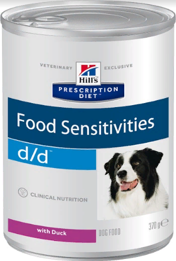 Хиллс Консервы Prescription Diet d/d Food Sensitivities with Duck для собак, лечение пищевых аллергий, 370 г, Hills