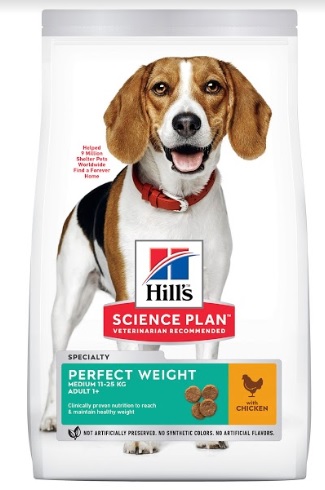 Хиллс Корм Science Plan Perfect Weight Medium Идеальный вес, для взрослых собак средних пород, Курица, 12 кг, Hills