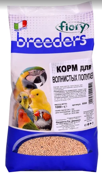 Фиори Корм Fiory Breeders для волнистых попугаев, 1 кг, Fiory