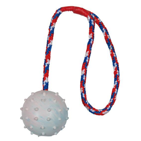 Трикси Мяч на веревке, длина 30 см, каучук/хлопок, в ассортименте, Trixie