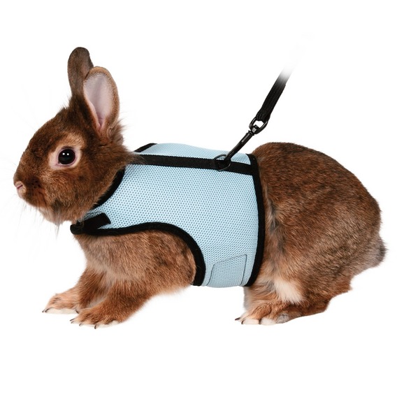 Трикси Мягкая шлейка-жилетка с поводком для кроликов, кошек, полиэстер/нейлон, в ассортименте, Trixie