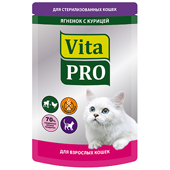 ВитаПРО Корм влажный (пауч) для стерилизованных кошек, в ассортименте, 20*100 г, VitaPro