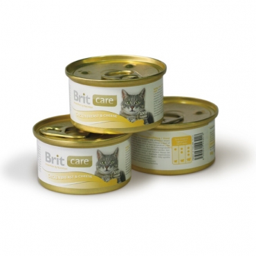 Брит Консервы супер-премиум класса для кошек Brit Care, в ассортименте, 12*80 г, Brit