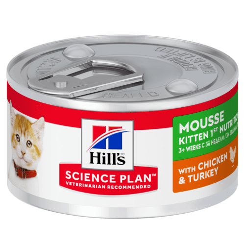 Консервы Хиллс Science Plan Mousse Kitten 1st Nutrition для котят, нежный мусс с курицей и индейкой, 12*82 г, Hills