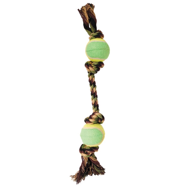 Триол Игрушка веревка цветная 50 см, хлопок, 4 узла и 2 мяча, Triol